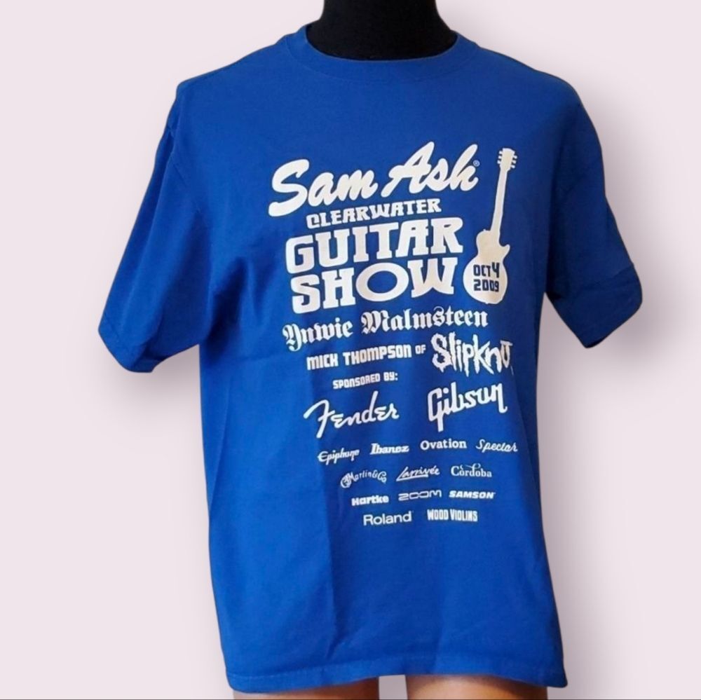 Sam Ash Guitar show fender Gibson Malmsteen tee Large